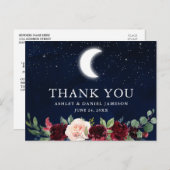 Hemel Bruiloft Lucht Maan Sterren Bloem Dank Je Briefkaart (Voorkant / Achterkant)