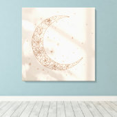 Hemel Canvasprint Boho | Minimale Maancyclus Canvas Afdruk (Insitu (Houten vloer))