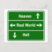 Hemel, echte wereld of hel briefkaart (Voorkant)