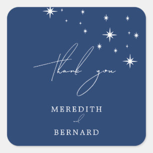 Hemel Elegant Blauw Trouw Dank Je Favoriet Vierkante Sticker