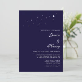 Hemel Elegant Schrift Middernachtblauw Huwelijk Kaart