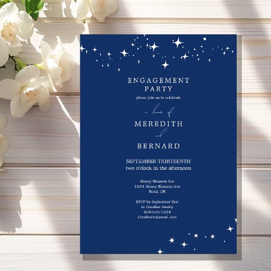 Hemel Elegant Verlovingsfeest Navyblauw Kaart