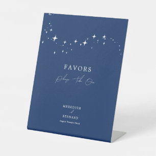 Hemel Elegante Navy Blauwe Trouwgunsten Reclamebord Met Voetstuk
