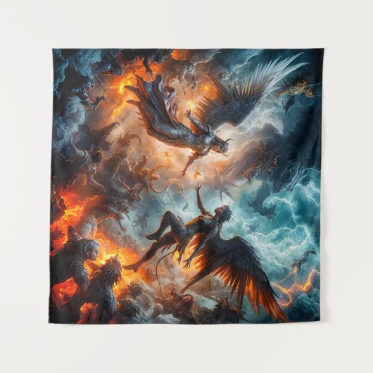 Hemel en hel confrontatie epische scène wandkleed (Voorkant (horizontaal))