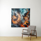 Hemel en hel confrontatie epische scène wandkleed (In situ)