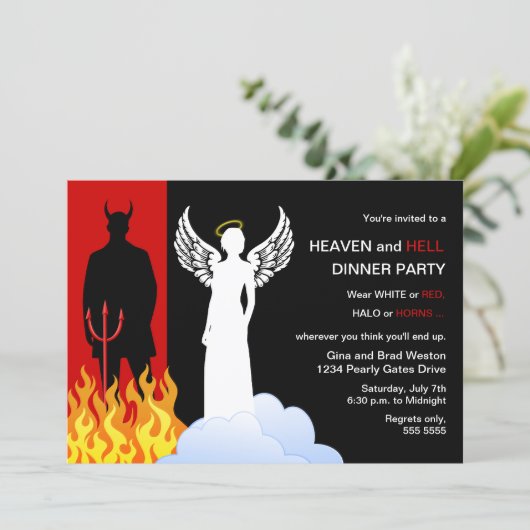 Hemel en hel diner kaart (Staand voorkant)