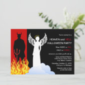 Hemel en hel Halloween Party Kaart (Staand voorkant)