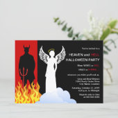 Hemel en hel Halloween Party Kaart (Staand voorkant)