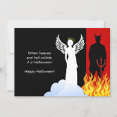 Hemel en hel Halloween Party Kaart (Achterkant)