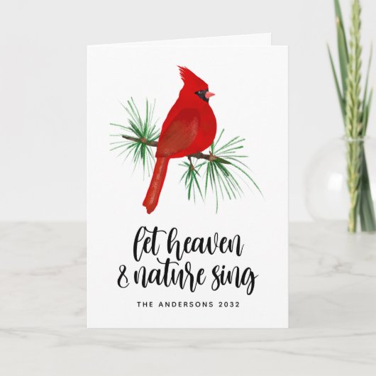Hemel en Natuur Sing Kardinaal Kerstmis Feestdagen Kaart (Voorkant)