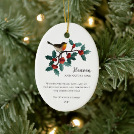 Hemel en Natuur zingen vogeltje tijdens Holly Chri Keramisch Ornament