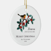 Hemel en Natuur zingen vogeltje tijdens Holly Chri Keramisch Ornament (Rechts)