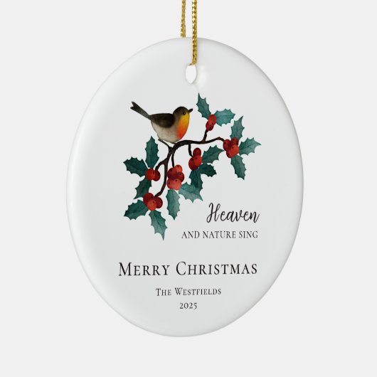 Hemel en Natuur zingen vogeltje tijdens Holly Chri Keramisch Ornament (Rechts)
