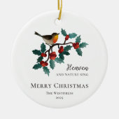 Hemel en Natuur zingen vogeltje tijdens Holly Chri Keramisch Ornament (Voorkant)