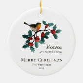 Hemel en Natuur zingen vogeltje tijdens Holly Chri Keramisch Ornament (Achterkant)