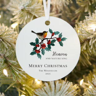 Hemel en Natuur zingen vogeltje tijdens Holly Chri Metalen Ornament