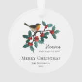 Hemel en Natuur zingen vogeltje tijdens Holly Chri Ornament (achterkant)