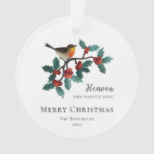 Hemel en Natuur zingen vogeltje tijdens Holly Chri Ornament (voorkant)