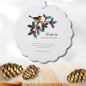 Hemel en Natuur zingen wintervogel Holly Christmas Ornament Kaart