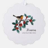 Hemel en Natuur zingen wintervogel Holly Christmas Ornament Kaart (Achterkant)