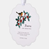 Hemel en Natuur zingen wintervogel Holly Christmas Ornament Kaart (Links)