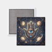 Hemel Hand van Hamsa & Boosaardig Oog Kosmische Be Magneet (Voorkant / Achterkant)