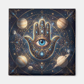 Hemel Hand van Hamsa & Boosaardig Oog Kosmische Be Magneet (Voorkant)