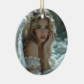 Hemel in haar ogen: Engel van stille verwondering Keramisch Ornament (Rechts)