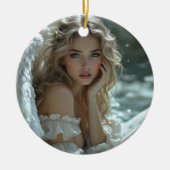 Hemel in haar ogen: Engel van stille verwondering Keramisch Ornament (Voorkant)