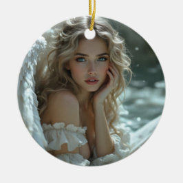 Hemel in haar ogen: Engel van stille verwondering Keramisch Ornament