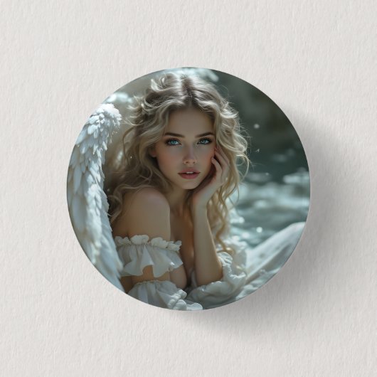 Hemel in haar ogen: Engel van stille verwondering Ronde Button 3,2 Cm (Voorkant)