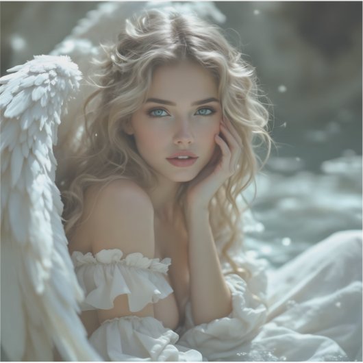 Hemel in haar ogen: Engel van stille verwondering Sticker (Voorkant)