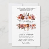 Hemel in Roos met Floral Blooms Bruiloft Kaart (Voorkant)