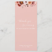 Hemel in Roos, Waterverf Bloemenbruiloft Menu (Achterkant)