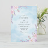 Hemel Lavendel Wilde Bloemen Bruiloft Kaart (Staand voorkant)