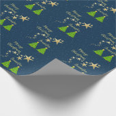 Hemel met sterren kerstboom Vrolijke kerstnaam Cadeaupapier (Hoek)