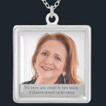 Hemel Moeder van Bruid Foto Trouwdag Memorial Zilver Vergulden Ketting<br><div class="desc">Draag deze prachtige Moeder van de Bruid foto gedenkteken ketting op uw trouwdag om de liefde die u gedeeld met haar te voelen en houd haar dicht op uw speciale dag. Voeg je eigen speciale tekst toe, of gebruik de formulering zoals getoond "We weten dat je hier vandaag zou zijn...</div>