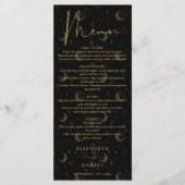 Hemel Mysterieus Zwart En Gouden Trouwdiner Menu (Voorkant)
