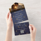 Hemel Mysterieuze QR-code Trouwfoto All In One Uitnodiging (Afscheurbaar)