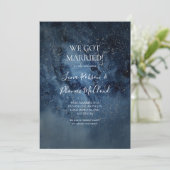 Hemel Nachtelijke Lucht Zilveren Elopement Aankond Kaart (Staand voorkant)