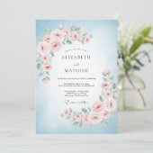 Hemel Roze Blad Bruiloft Kaart (Staand voorkant)