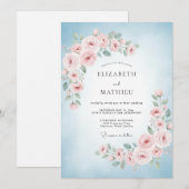 Hemel Roze Blad Bruiloft Kaart (Voorkant / Achterkant)