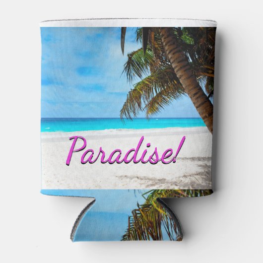 Hemel, strand, palmbomen - Paradijs! Blikjeskoeler (Voorkant)