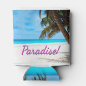 Hemel, strand, palmbomen - Paradijs! Blikjeskoeler (Achterkant)