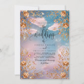 Hemel van Liefde Gouden bloemen Trouwen Kaart (Voorkant)