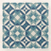 Hemel vol sterren - Geometrisch blauw Glazen Onderzetter (Voorkant)