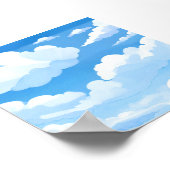 Hemel vol wolken | Waterverf Blue Sky Painting Poster (Hoek)
