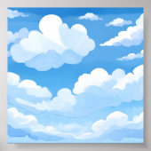 Hemel vol wolken | Waterverf Blue Sky Painting Poster (Voorkant)