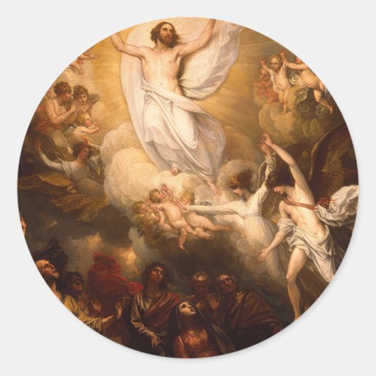 Hemelbeeld van Christus met Angels Ronde Sticker (Voorkant)