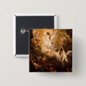Hemelbeeld van Christus met Angels Vierkante Button 5,1 Cm (Voorkant /achterkant)